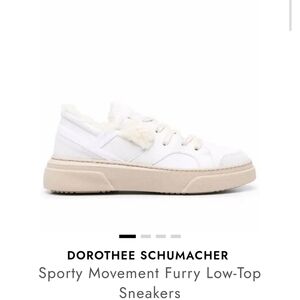 Dorothee Schumacher Furry Low-top Leather And Shearling Sneakers